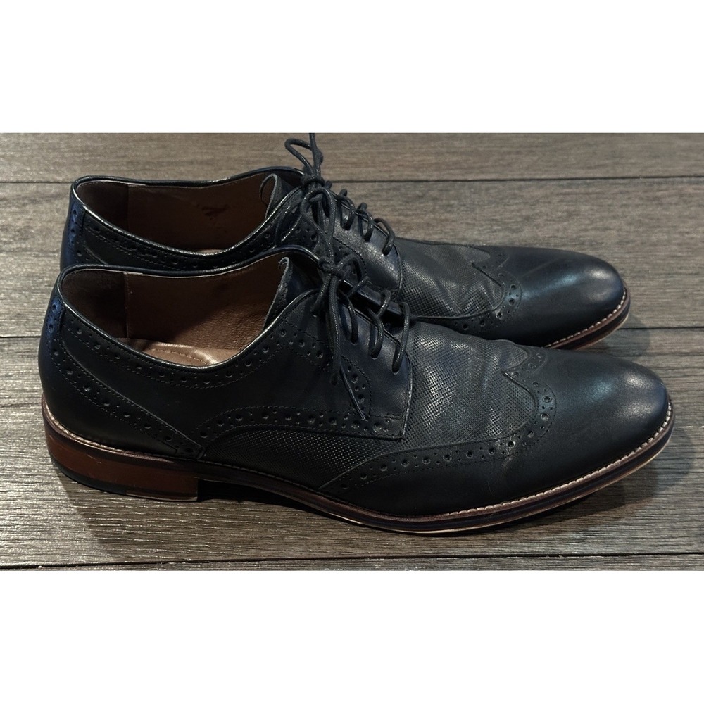 Size 12 Johnston & Murphy Mens Conard Cap Toe Oxford Shoes Black leather lace up